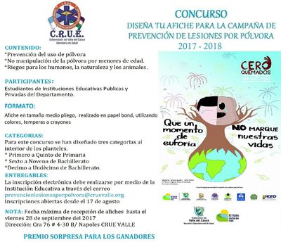 DISE&Ntilde;A TU AFICHE PARA LA CAMPA&Ntilde;A DE PREVENCI&Oacute;N DE LESIONES POR P&Oacute;LVORA 2017-2018